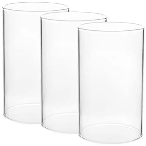 Produktbild: HOMSFOU 3 Stücke Glaszylinder Windlichtgläser mundgeblasen Glas Kerzenhalter Teelichtgläser Ersatz Zylinder Teelichthalter Kerzenständer Ohne Boden für Zuhause Wohnzimmer Hochzeit Tischdeko