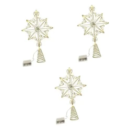 Produktbild: HOMSFOU 3st Anis-baumwipfelstern Bethlehem-sternverzierung Führte Weihnachten Goldene Stern-baumspitze Weihnachtsbaumspitze Baumwipfel-Stern-Ornament Weihnachtssternbaum Eisen Jacke Metall