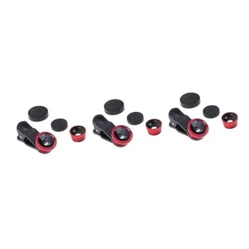Produktbild: HOMSFOU 3st Mobiles Kameraobjektiv Handy Makroobjektiv Superweitwinkelobjektiv Handy-Kamera-objektiv-kit Mit Clip Weitwinkelobjektiv Für Makroobjektiv Für Mikrokamera Clip-on-objektiv Rot