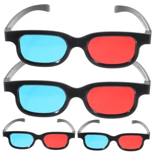 Produktbild: HOMSFOU 4 Stück 3D-Brille 3D-filmbrille Für Filmprojektor 3D-filmbrille Für Erwachsene 3D-filmbrille Für Den Fernseher Brillengestell Für 3D-Filme 3D-sichtbrille Plastik