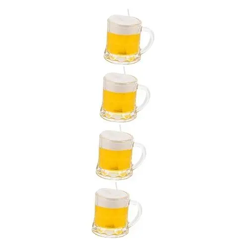Produktbild: HOMSFOU 4 Stück Bierkrugkerze Lustige Kerze Männer Duftkerzen Bierbecherkerzen Bierkrüge Für Männer Mini-Kerze Mini-Bierkrüge Kleiner Weinbecher Kleiner Bierbecher Bar-Bierglas