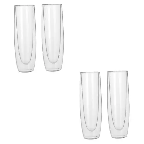 Produktbild: HOMSFOU 4 Stück Doppeltes Weinglas Weingläser Doppellagige Weinbecher Champagnerkelch Weinbecher Für Die Party Glas Mit Hohem Borosilikatgehalt Wasserbecher Doppelschicht