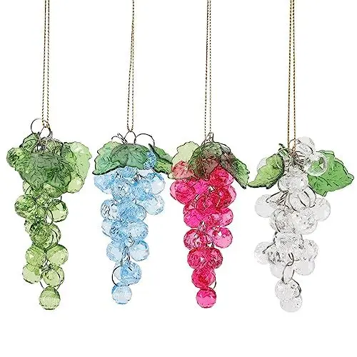 Produktbild: HOMSFOU 4 Stück Geschenk Dekoration Weintrauben Lebensechte -Requisiten Glas Frucht Weihnachtsbaumanhänger Gefälschte Traubentraube Künstliche Fruchtstatue Perlen Miniatur Ornamente Acryl