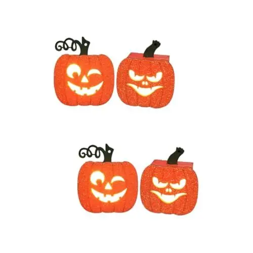 Produktbild: HOMSFOU 4 Stück Halloween-Kürbislaterne Kürbisskulptur Outdoor- Kürbis anzünden Kürbis Nacht halloween aussendeko halloween laterne Halloween-Raumdekoration Kürbis- LED-Licht