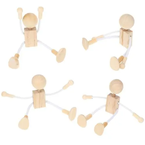 Produktbild: HOMSFOU 4 Stück Holzpflockpuppen 3 Zoll Unfertige Puppen Selber Machen Steckpuppen Bemalt Steckpuppen Aus Holz Hölzern Stopfpilz Leute Aus Holzpflock Kind Bambus Verformbar Dekorationen