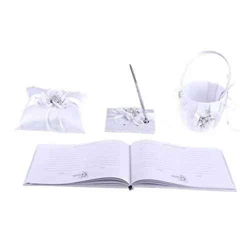 Produktbild: HOMSFOU 4 Stück Körbe Für Blumenmädchen Dekor Kissen Eheringkissen Ringe Für Jugendliche Mädchen Alternativen Zum Gästebuch Blumenmädchen Körbe Spitze Knospe Programm Weiß Braut