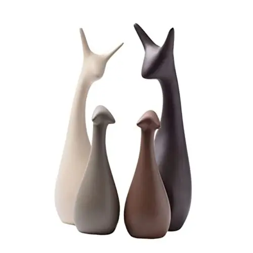 Produktbild: HOMSFOU 4 Stück Tier-Desktop-Dekoration Hirsch Tischdekoration Hirschfigur Aus Keramik Abstrakte Tischdekoration Abstrakte Tierfigur Tierskulptur Aus Keramik Tischhirschskulptur Elch Puppe