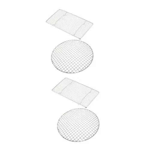 Produktbild: HOMSFOU 4 Stück Tragbare Grills Drahtofen Backständer Keksständer Grillkorb Bratenständer Camping Grillnetz Picknick Grillrost Heimgrillnetz Brotbackofen Grillnetz Haushalt