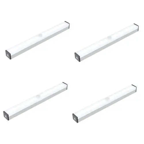 Produktbild: HOMSFOU 4 Stück Usb-sensorlicht Induktionslampe Unter Der Gegenlampe Usb-schranksensorlicht Infrarot-led Induktions-nachtlampe Kabellose Schrankbeleuchtung Led-sensorleuchten Plastik Weiß