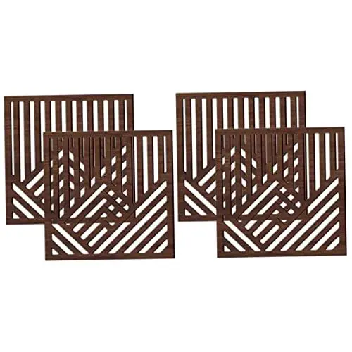 Produktbild: HOMSFOU 4 Stück Wandaufkleber Dekorative Holzplatten Bauernhaus Wandkunst Spielzimmer-dekor Wohnzimmer-wanddekoration Wanddekor Aus Holz Berge Holzwandkunst Hölzern Büro Ornament Aushöhlen