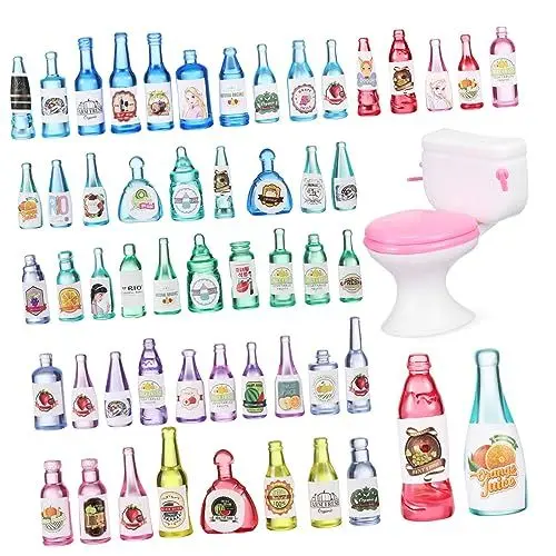 Produktbild: HOMSFOU 50 Stück Mini-Flaschen Lose Puppenhaus-kuchenaufsatz Mini-schnapsflaschen Figur Im Maßstab Kinder Tun So, Als Würden Sie Kleines Toilettenmodell Bars Dekoration Miniatur Bier Harz