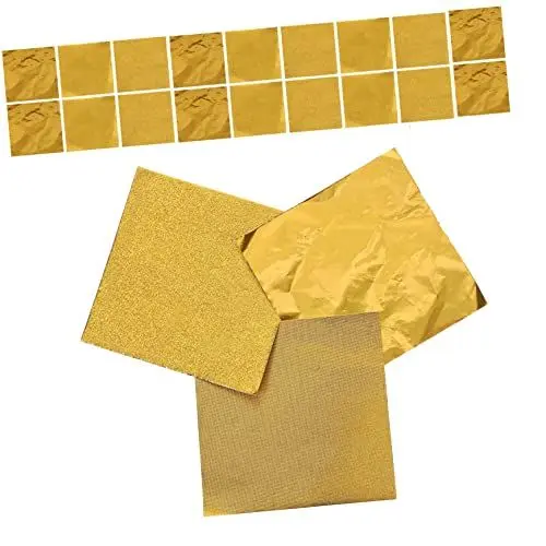 Produktbild: HOMSFOU 6 Goldene Alufolie Schokoladenverpackungsblätter Schokoladenriegel Verpackung Zubehör Für Die Herstellung Von Süßigkeiten Schokoladenverpackungen Trüffel 100st Aluminiumfolie
