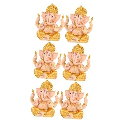 Produktbild: HOMSFOU 6 STK Palmen-Buddha-Ornament -skulptur Elefantengott Dekoration Buddha Elefantengottverzierung Schreibtischaufsatz Hindu-Elefanten-Gott-Statue Göttin Harz Ganni Büro