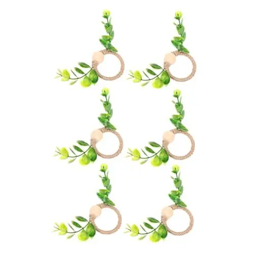 Produktbild: HOMSFOU 6 Stück Eukalyptus-Serviettenringe Blätter-Serviettenhalter Eukalyptus-Serviettenhalter Serviettenhalter Für Tisch Zitronen- -Servietten Grüne Servietten
