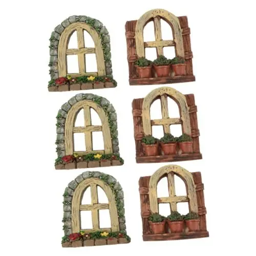 Produktbild: HOMSFOU 6 Stück Mikro-Landschaftsornament Gartenbaum Kunstmodell Gartenzwerge Outdoor-Fee Tür Für Baumstamm Outdoor-Zubehör Aquarium- -Set Pflanze Kunstharz Schickes