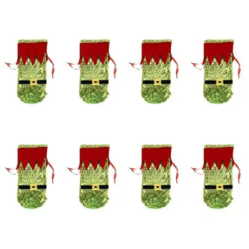 Produktbild: HOMSFOU 8 STK Flaschentasche Weihnachtsweinflasche Schmücken Weihnachtsmann-weinbeutel Sektflaschendekor Weihnachtsweinbeutel Bling Kleid Geschenktasche Männlich Flaschen- Paillettenstoff