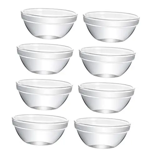 Produktbild: HOMSFOU 8st Bozai-kuchenschale Runde Dessertteller Schäler Servierschale Transparente Geleeschalen Salatschüsseln Zubereitungsschalen Schüssel Set Snack-schalen Tauchschale Mit Deckel Glas