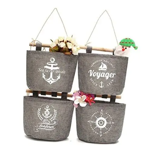 Produktbild: HOMSFOU Aufbewahrungstasche aufbewahrungssack Jewellery The Office jungenschmuck The Bad wohnraumdeko Holzstab Paper klobrillen glässer - hängende Tasche Wandbehang Hölzern