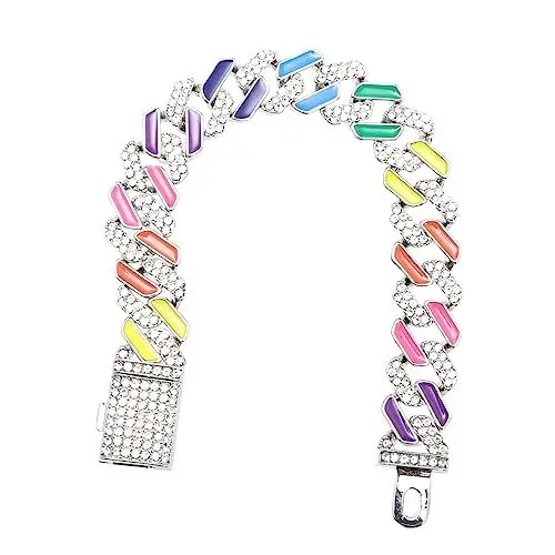 Produktbild: HOMSFOU Buntes Armband Für Männer Dekor Diamant-Armbänder Für Frauen Bohemian-Armband Edelstahl-Glieder-Fußkettchen Für Frauen Edelstahl-Gliederarmband Für Frauen Miss-Set