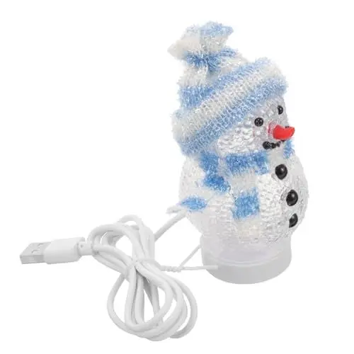 Produktbild: HOMSFOU Dekorative Nachtlichter Led Optik Schneemann Puppe Spielzeug Tisch-nachtlicht Auto Kristalldekor Usb Figur Dorf Kinder Nacht Ornamente Computer Nachttischlampe Einstecken