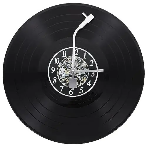 Produktbild: HOMSFOU Einzigartige Musikuhr Vinyl-Schallplatten-Wanddekoration Coole Hängeuhr Runde Schallplattenuhr Dekoratives Bar- Raumdekoration Aus Kunststoff Für Musikfans Und Musiker