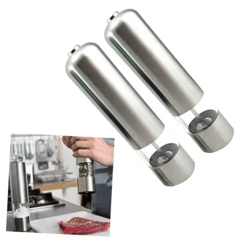 Produktbild: HOMSFOU Gewürzmahlflasche Pfeffermühle Und Salzstreuer Elektrische Schleifmaschinen Pfeffer- Und Salzstreuer Metall Elektrische Mühle Schleifwerkzeug Elektronisch Schwarzer Pfeffer E01