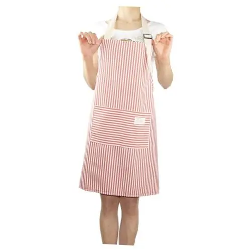 Produktbild: HOMSFOU Grillschürze Gestreifter Overall Arbeitsschürze Taschenschürze Schürze Zum Aufhängen Am Hals Gestreifte Schürze Kochlatz Küche Kochkleidung Kleidung Arbeitskleidung