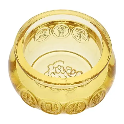 Produktbild: HOMSFOU Handgefertigte Schmuckstücke Wohnkultur Chinesische Kristall Barren Glass Schüssel : Gelber Wohlstand Cornucopia Treasure Bowl Büro Tischdekoration 60Mm Schüssel