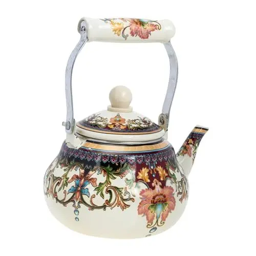 Produktbild: HOMSFOU Emaille-Keramik-Grifftopf Keramik Vintage-Wasserkocher -Emaille-Wasserkocher