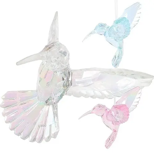 Produktbild: HOMSFOU Hochzeitsdeko 3 Stück Acryl-Kolibri-Ornamente Große Schillernde Klare Kolibri-Anhänger Kristall-Fenster-Sonnenfänger Vogel-Kunst-Hängedekoration Weihnachtsdeko