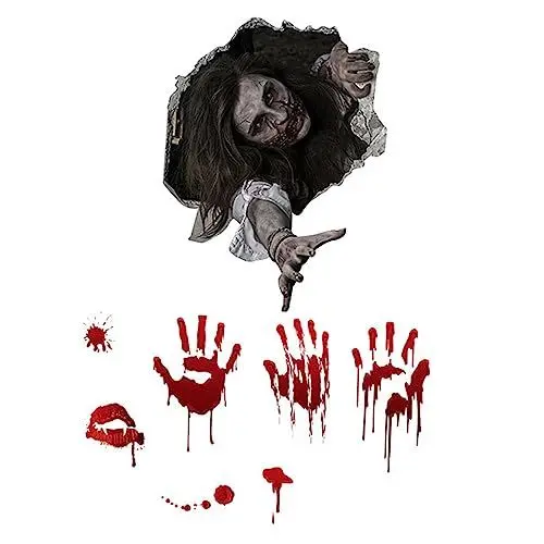 Produktbild: HOMSFOU Horror Badezimmer Wandaufkleber Dunkelgraue Toilette Wanddeko für Halloween Umweltfreundliches Einfach Anzubringen für Bad Wohnzimmer und