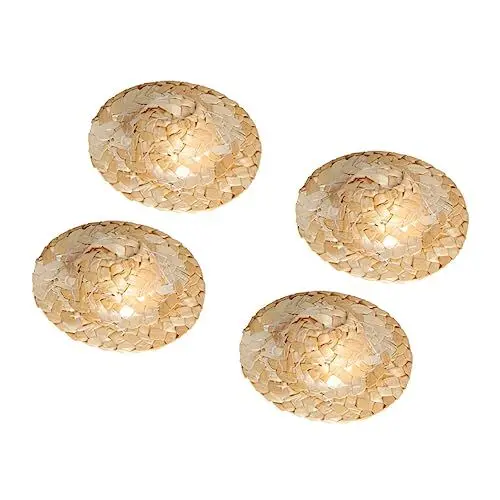 Produktbild: HOMSFOU Hüte 10 Stück Gewebter Eimerhut Haustierkleidung Minihut Puppenhüte Zum Basteln Strickset Handarbeit Strohhut Bastelbedarf Kopfbedeckung Doss Hölzerne Mexiko-Kuchenaufsätze Hut