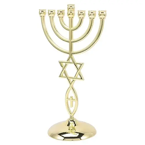 Produktbild: HOMSFOU Israel Menora Jerusalem Tempel 7 Zweige Jüdischer Kerzenhalter Kerzenständer Kerzenhalter Religiöse Kandelaber Heiliges Land Geschenk Für Die Kirche