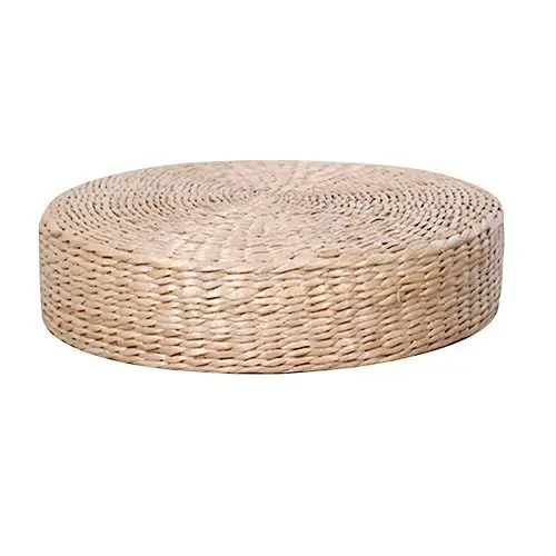 Produktbild: HOMSFOU Japanisches Kissen Meditationskissen Bodenkissen Aus Stroh Flaches Kissen Japanischer Sitz Yogakissen Aus Stroh Runder Hocker Bodenhocker Aus Stroh Bodenmatte Bambus Tatami