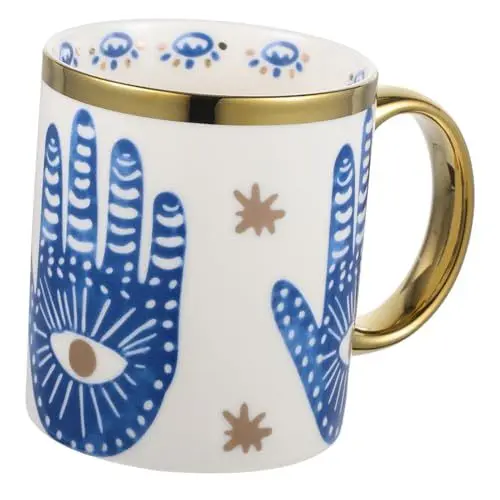 Produktbild: HOMSFOU Kaffeetasse Im Europäischen Stil Latte-tassen Türkischer Becher Milchbecher Mit Bösem Blick Türkische Nazar-augenmuschel Zarte Teufels Auge Truthahn Keramik Europäischer Stil