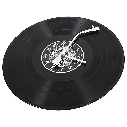 Produktbild: HOMSFOU Wanduhr Im Vinyl Schallplatten Design Große Dekorative Uhr Für Wohnzimmer Schlafzimmer Und Bar Geräuschlos Stilvolle Wanddekoration Für Musikliebhaber