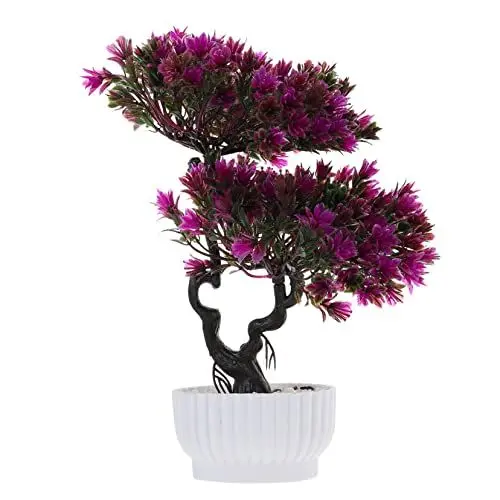 Produktbild: HOMSFOU Künstliche Bonsai-Baum Drinnen Brüsseler Bonsai Gefälschter Bonsai-Baum Eingemachter Kiefernbaumdekor Künstliche Bonsaischalen Plastik Esstisch Büro Eingetopfter Baum