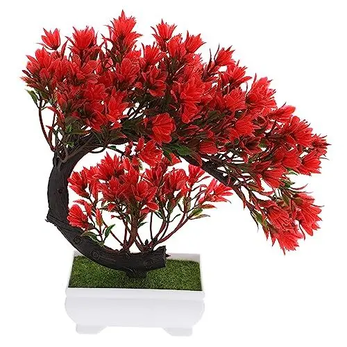 Produktbild: HOMSFOU Künstliche Topfpflanze Künstliche Zimmerpflanzen Miniaturdekoration Mini-pflanztöpfe Künstlicher Bonsai-Baum Kunststoff Bonsai-übertopf Büro Plastik Gefälschte Bäume Drinnen