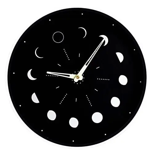 Produktbild: HOMSFOU Leuchtende Wanduhr Badezimmer Uhr Mondphasenuhr Ruheuhr Lila Badezimmerdekor Mond-Design-wanduhr Analoge Stille Uhr Nachtlicht Wanduhr Uhrwerk Boho Glas Böhmen Badezimmeruhr Büro