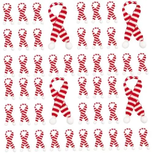 Produktbild: HOMSFOU Mini-Schal 48 Stück Weihnachtsmannschals Aus Filz Weihnachtsschmuck Schneemann Zum Basteln Weihnachtsweinbeutel Weihnachtspuppen-Basteldekoration Schal Für Weinflaschen
