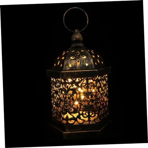 Produktbild: HOMSFOU Orientalische Laterne Türkische Tischlampe Dekorative Kerzenlaterne Marokkanische Laterne Teelichthalter Laternen Als Heimdekoration Marokko Dekoratives Licht Ost Eisen Handheld