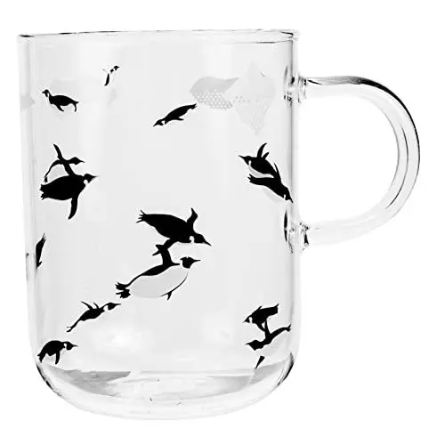 Produktbild: HOMSFOU Pinguin Tasse Glastassen für Kaffee trendige Herren Trink Gläser Wassergläser Milchbecher Wasserkrug aus Glas Karikatur Becher trinken Kaffeetasse Wasserbecher Büro Weiß
