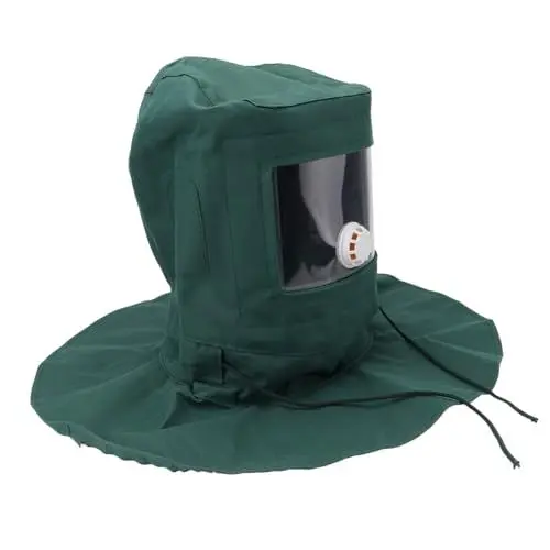 Produktbild: HOMSFOU Sandhaubenkappe Strahlen haube Sandhaubenmaske Schutzausrüstung für Sandstrahler sandstrahlgeräte staubschutzmaske schutzweste Gesicht Helm Rostentferner Sandstrahlkappe Sandmaske