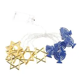 Produktbild: HOMSFOU Personalisierte Hanukkah Lichterkette Form Eines Hexagramms Batteriebetriebene Dekoration Für Schlafzimmer Und Wohnzimmer Festliche Beleuchtung Für Hanukkah Feiern Und Partys