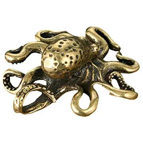 Produktbild: HOMSFOU Spielzeug Kupfer Mini Octopus Statue Feng Shui Messing Tier Figur Miniatur Krake Skulptur Kleine Meer Kreatur Tischdekor Home Ornament Tee Haustiere Miniforce-Spielzeuge