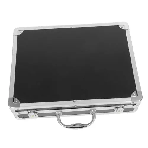 Produktbild: HOMSFOU Stoßsichere Instrumentenbox Tragbarer Aktenkoffer harte Aktentasche Werkzeugkoffer für Herren Tragekoffer aus Aluminium Aluminium- Aktenkoffermann Plastik Black