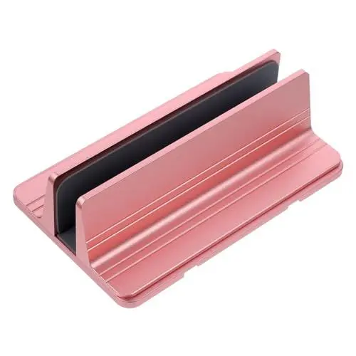 Produktbild: HOMSFOU Teller Halter 2St Laptopständer Roségoldener Laptop Notebook-Halterung vertikaler Laptop-Halterungsständer Laptop-Rack zum Aufstellen Schreibtisch Base Computergestell Tablette