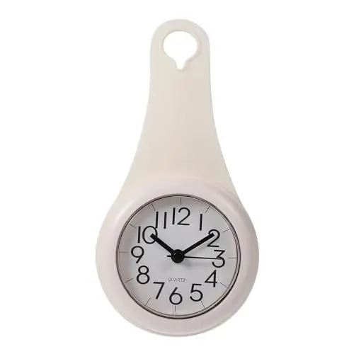 Produktbild: HOMSFOU Wanduhr Küchenuhr Badezimmer Wasserdicht Kleine Digitale Wanduhr Stille Home Decor Duschuhr mit Saugnapf Weiß