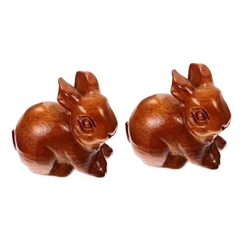Produktbild: HOMSFOU Wohnkultur 2 Stücke Spielzeug Hase Auto Dekorationen Dekoration Hand Center Sternzeichen Geschnitzt Statue Micro Tier Jahr Tisch Haustier Miniatur Handwerk Büro