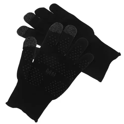 Produktbild: HOMSFOU rutschfeste Fahrradhandschuhe handwärmende Handschuhe Touchscreen-Handschuhe atmungsaktive Handschuhe Outdoor-Handschuhe Anti-Schweiß-Handschuhe Fingerhüllen für Gaming Nylon Black